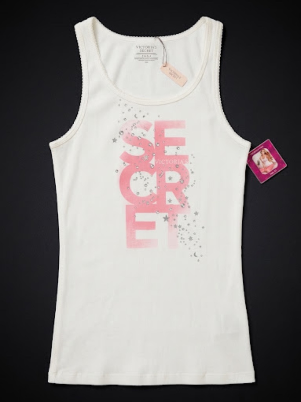 Vintage Victoria's Secret White Sparkle Secret Tank Top - Size L
